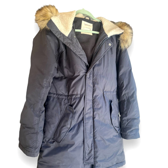 Crewcuts Boys 16 FISHTAIL PARKA Down Filled Jacket Sherpa Hood | Navy Blue F4506 - Picture 12 of 15